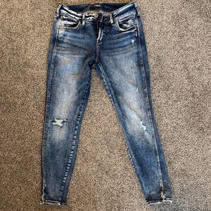 Silver Jeans Women's Distressed Blue Skinny Jeans